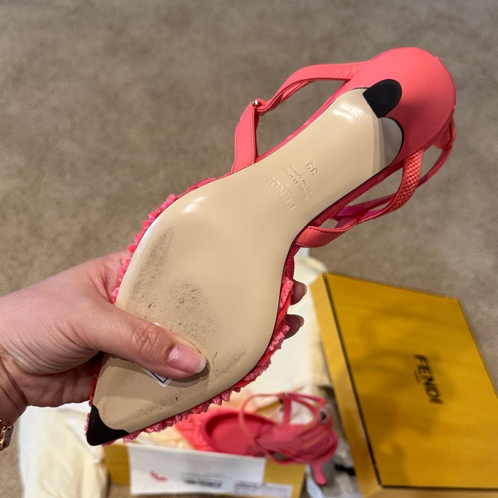 Fendi Pink Zigzag Pointed Slingback Heels - Picture 4 of 8